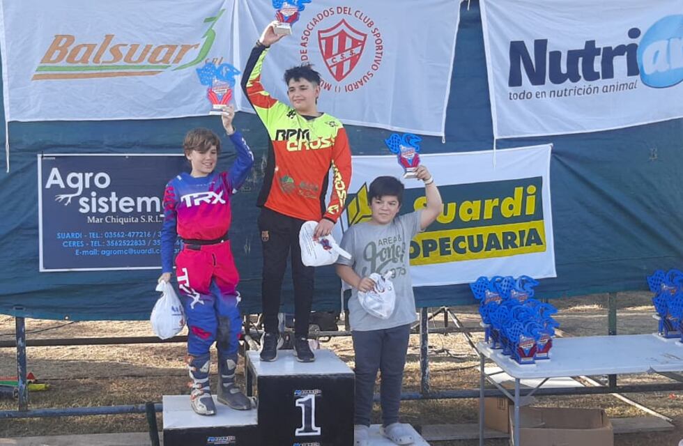 Santino Riba ganó en Suardi por el Campeonato Santafesino de Motocross en la 85 c.c.