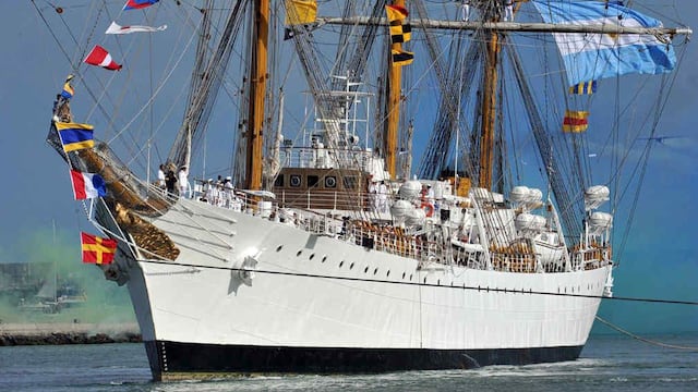 FRAGATA LIBERTAD. A su regreso en 2013 luego del embargo en Ghana (DyN / Archivo).