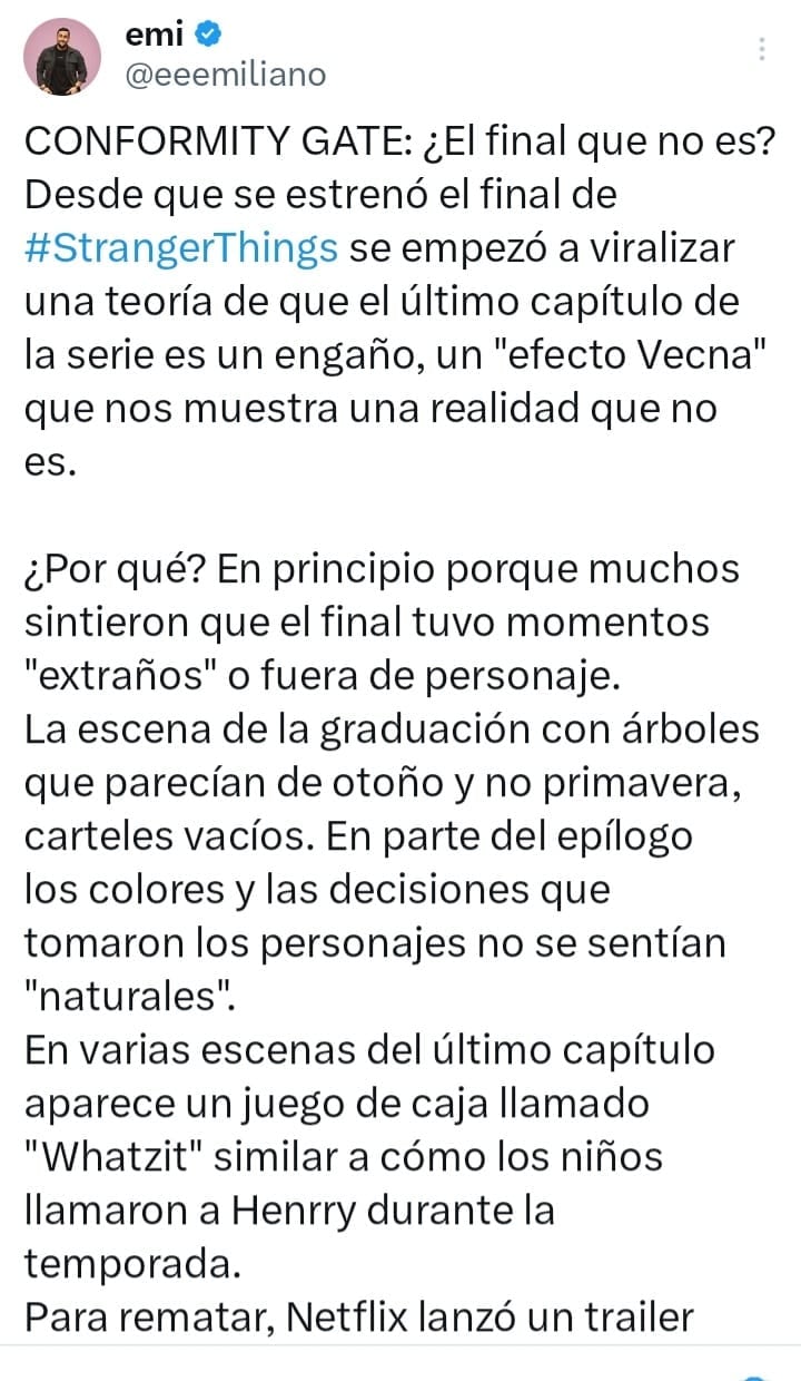Emiliano Rodríguez sobre el final de Stranger Things.