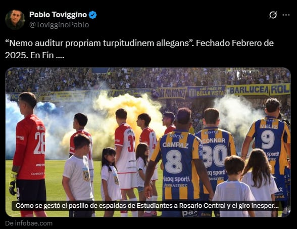 Pablo Toviggino y su nuevo tuit.