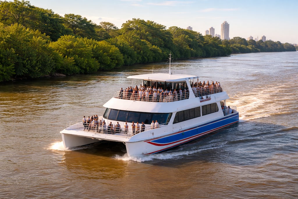 El proyecto piensa la posibilidad de unir Santa Fe y Paraná de manera fluvial. Imagen creada con IA.