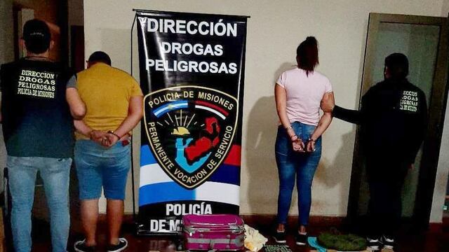 Posadas: pareja detenida por transportar más de 28 kilogramos de droga. Policía de Misiones