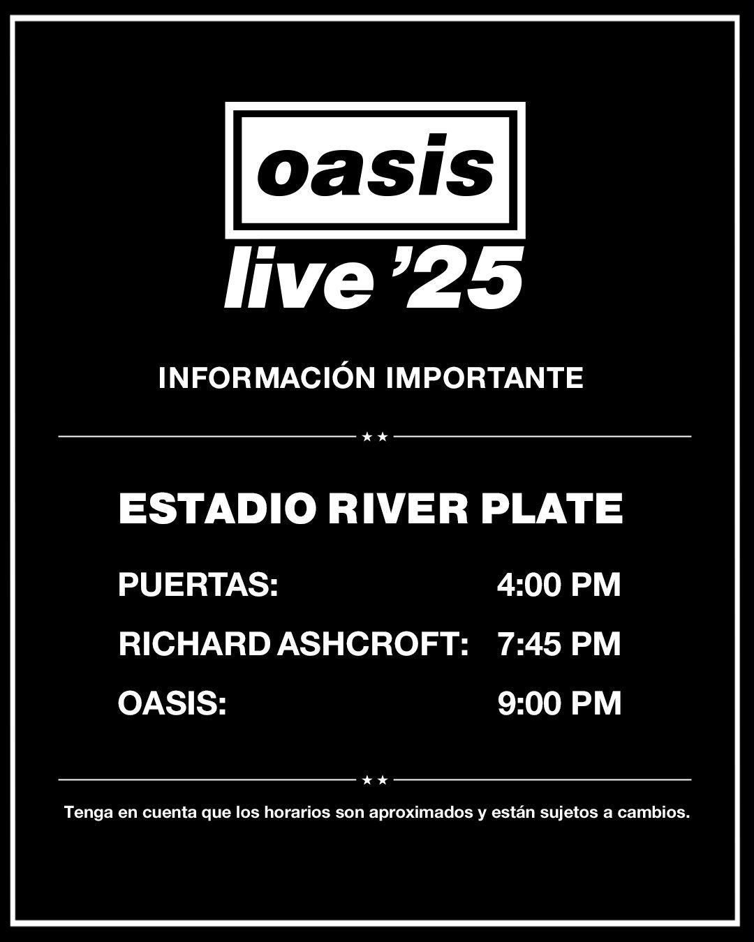 Oasis en Argentina: horarios, cómo llegar, setlist y todo lo que hay que saber antes de los shows en River