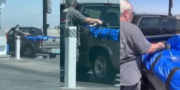 Cargó gas en una lona en su camioneta