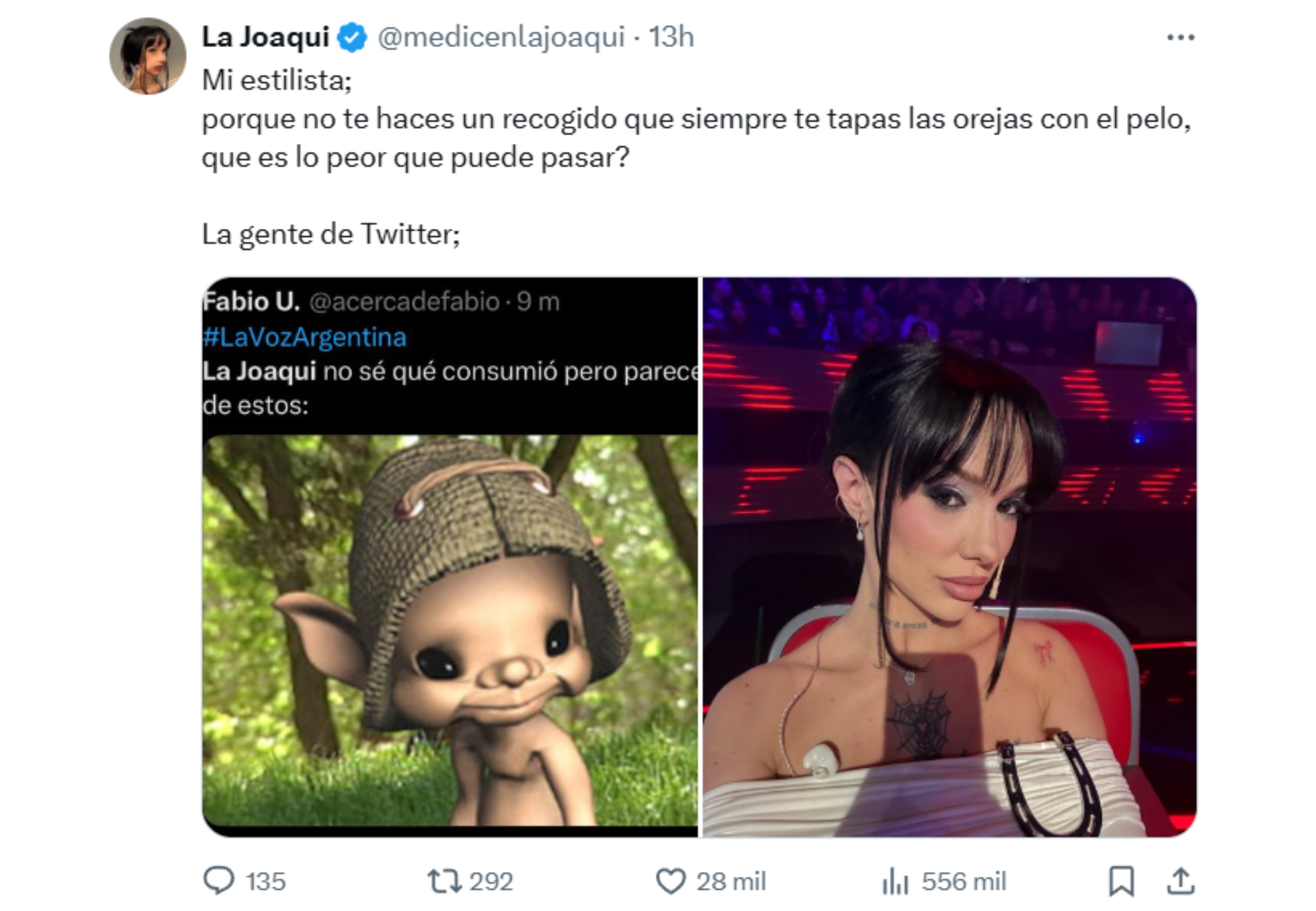 El tweet de La Joaqui que causó revuelo.