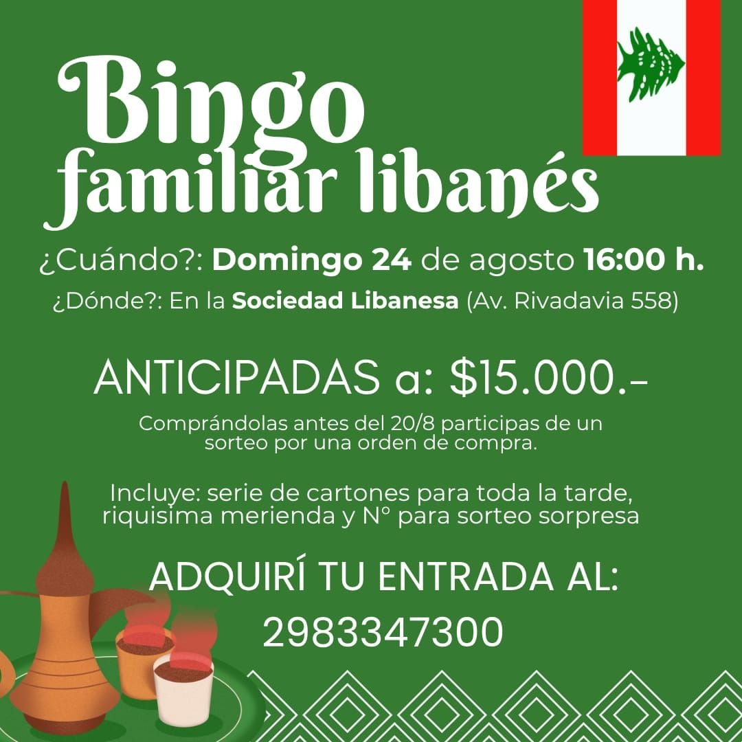 Gran Bingo en la Sociedad Libanesa de Tres Arroyos