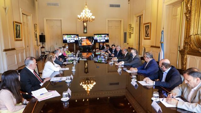 El presidente Alberto Fernández participa de la reunión con los gobernadores que se suman al control de precios. (Foto: Presidencia)