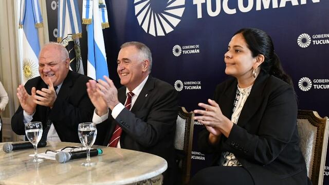 El gobernador Osvald Jaldo junto a Federico Masso y Josefina Zárate