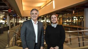 Myrian Prunotto y Martín Llaryora gobernador y vice electos. (Facundo Luque / La Voz)