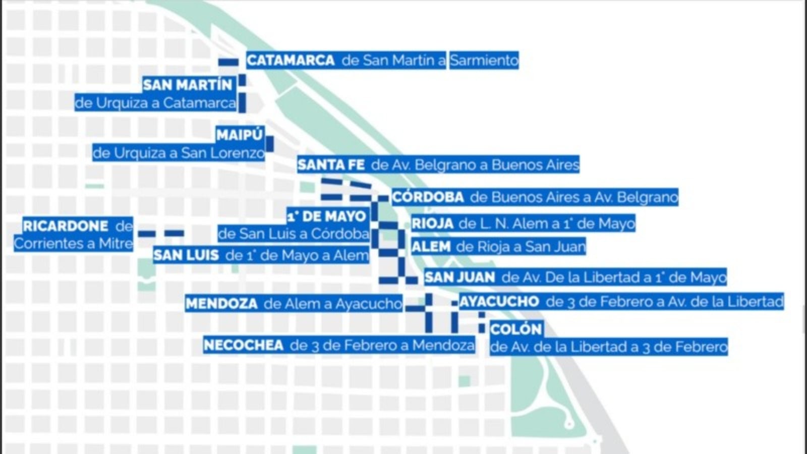 Mapa de estacionamiento medido en Rosario