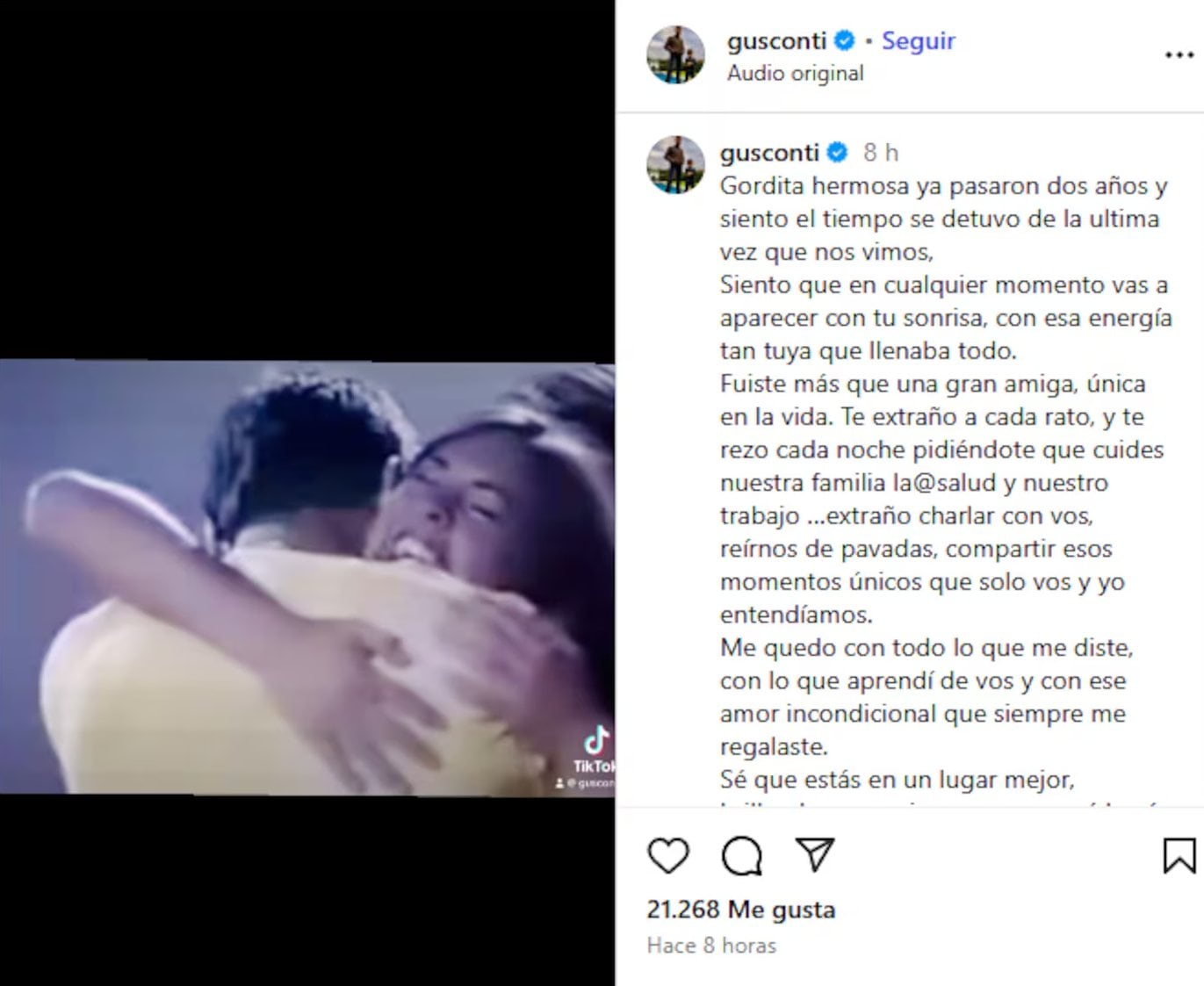 El conmovedor mensaje de Gustavo Conti al recordar a Silvina Luna.