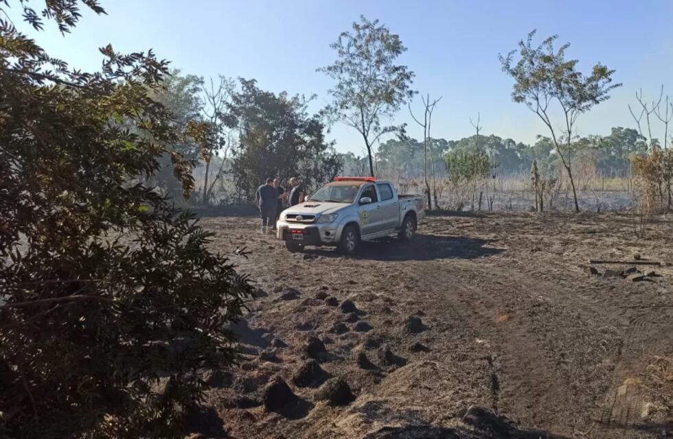 Pese al trabajo de los bomberos de Iguazú, sigue activo el incendio en las 600 hectáreas