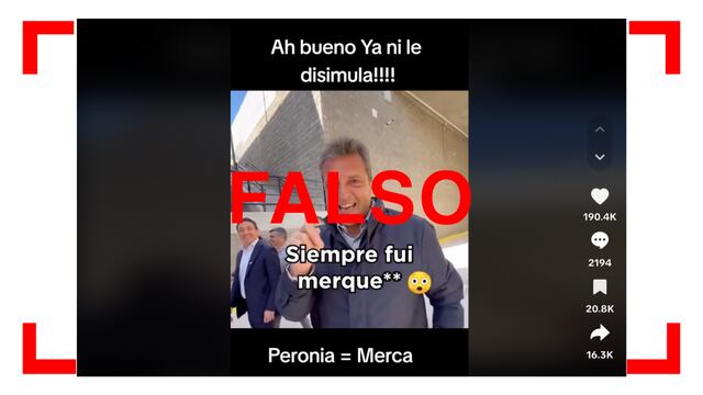 No, en este video viral Sergio Massa no recibe una bolsa con cocaína, lo que le arrojan son cartas.