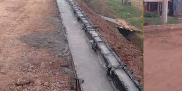 Ejecutan obras de asfaltado sobre la avenida Almafuerte.