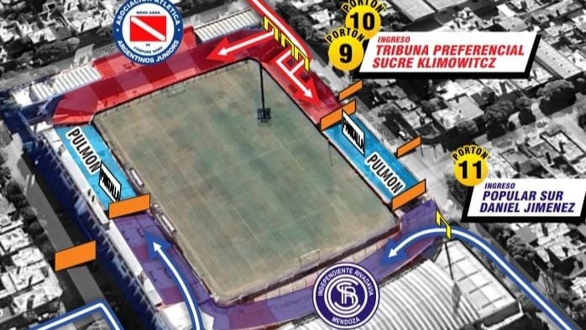 Así quedó diagramada la distribución de las hinchadas en Alta Córdoba (Foto: Prensa Cosedepro).