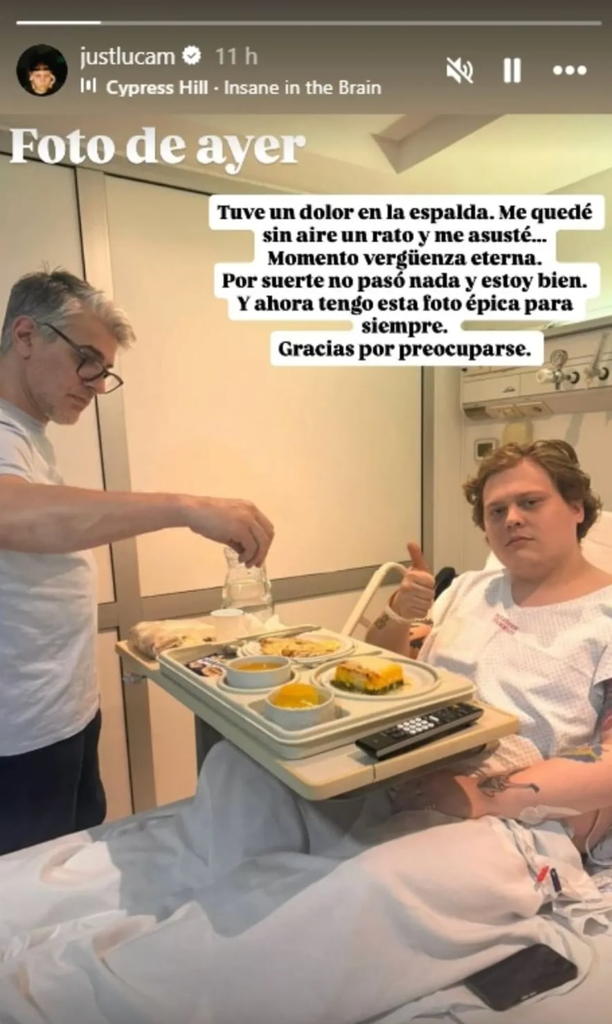 Luca, el hijo de Matías Martin y Nancy Dupláa, en la cama de la clínica. (Foto: Captura de pantalla)