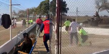 Atacaron a la terna arbitral dentro de la cancha.