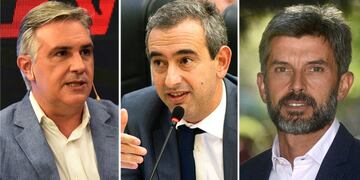 Tres intendentes para repensar las ciudades: Martín Llaryora (Córdoba), Pablo Javkin (Rosario) y Ulpiano Suarez (Mendoza).