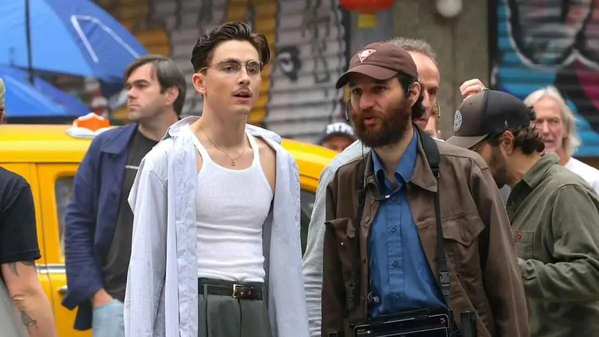 Timothée Chalamet durante las grabaciones de Marty Supreme.