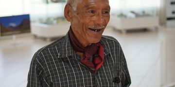 Don Mario, durante la exposición hecha en el museo Cornelio Moyano. (Facebook / Municipalidad de Lavalle)