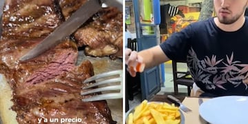 Fue a una parrilla en Almagro, pidió entraña con papas fritas y el total es una locura.