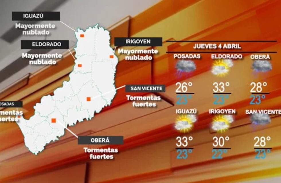 Lluvias y tormentas para este jueves en gran parte de Misiones