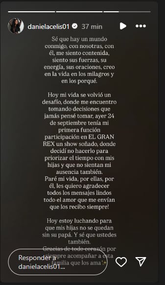 El mensaje de Daniela Celis sobre el estado de salud de Thiago Medina