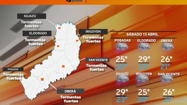 Clima para este sábado 13 de abril en Misiones