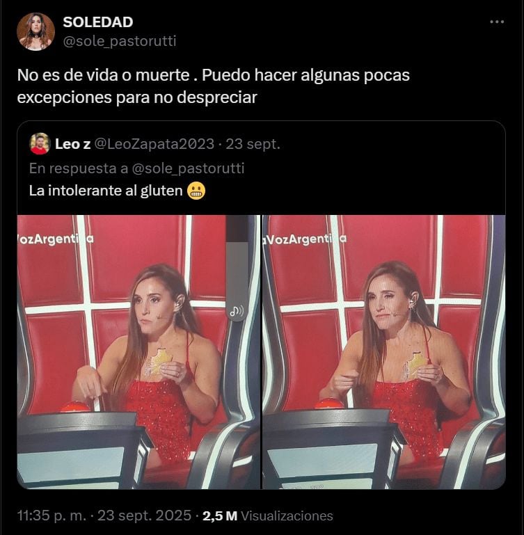 Un usuario criticó la alimentación de la Sole y ella salió al cruce.
