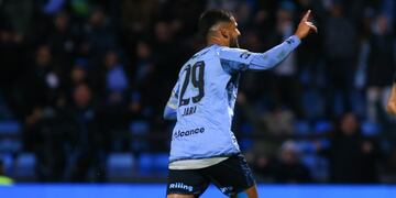 Franco Jara, con tres goles, fue clave en el empate de Belgrano frente a Racing en el inicio de la Liga Profesional (Prensa Belgrano).