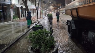 Limpieza de las veredas del microcentro.