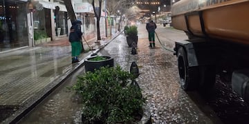 Limpieza de las veredas del microcentro.