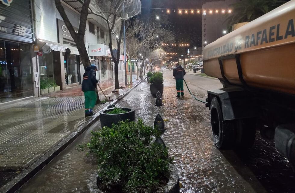 Operativos diarios de limpieza en las veredas del centro