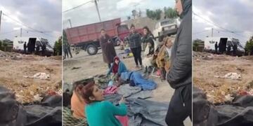 Mujeres de San Juan hacen una sentada en un baldío de Pocito para pedir la entrega de sus viviendas de IPV, por las cuales esperan desde hace más de 20 años.