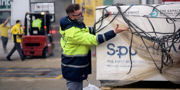 Una carga de 550 mil dosis del componente 2 de Sputnik V. (Presidencia)