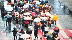 Naranjitas de Córdoba marchan bajo la lluvia.