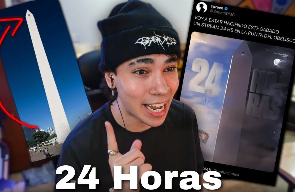 Desde el interior del Obelisco, ya comenzó la inédita transmisión del streamer Spreen, que durará 24 horas