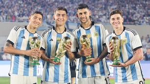 Cuartetazo: Nahuel Molina, Paulo Dybala, Cristian Cuti Romero y Julián Álvarez. Los campeones del mundo cordobeses (Instagram)