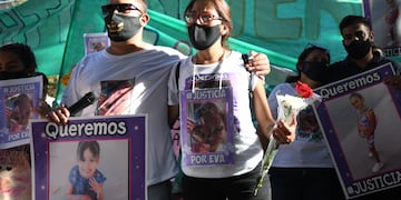 Una de las marchas para pedir justicia por Evangelina Quiroz Alfaro, la nena que murió al ser atropellada en el barrio San Martín de Ciudad.