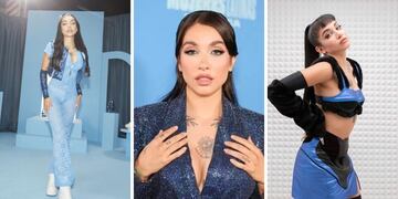 El azul es el color de María Becerra y estas fotos en microbikinis, tops y hasta delineado lo comprueban.