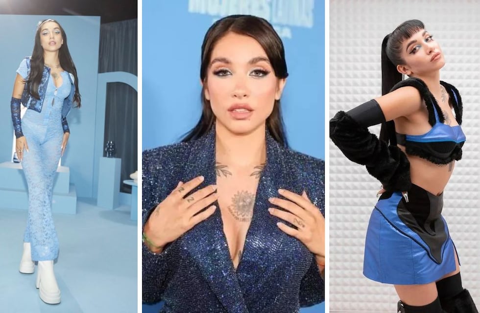 El azul es el color de María Becerra y estas fotos en microbikinis, tops y hasta delineado lo comprueban