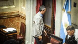 Martín Menem, presidente de la Cámara de Diputados, pasó por la sesión del Senado (Foto: Federico López Claro)