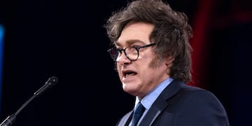 El presidente de Argentina, Javier Milei, habla en la Conferencia de Acción Política Conservadora, CPAC, en el Gaylord National Resort & Convention Center, el sábado 22 de febrero de 2025, en Oxon Hill, Maryland. (AP Foto/José Luis Magaña)