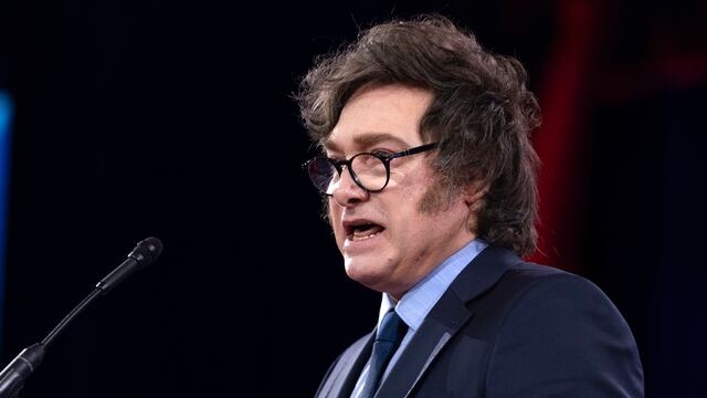 El presidente de Argentina, Javier Milei, habla en la Conferencia de Acción Política Conservadora, CPAC, en el Gaylord National Resort & Convention Center, el sábado 22 de febrero de 2025, en Oxon Hill, Maryland. (AP Foto/José Luis Magaña)