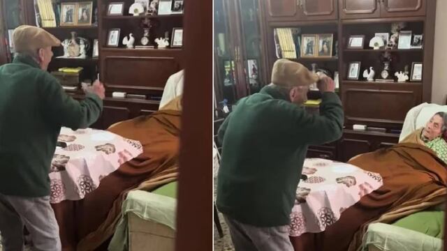 Un abuelo es captado por sorpresa bailandole a su esposa con alzheimer para animarla