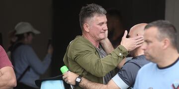 Luis Fabián Artime y la alegría tras el ascenso de Belgrano. (Federico López Claro / La Voz / Enviado especial a San Nicolás).