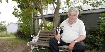 Pepe Mujica junto a su perrita Manuela