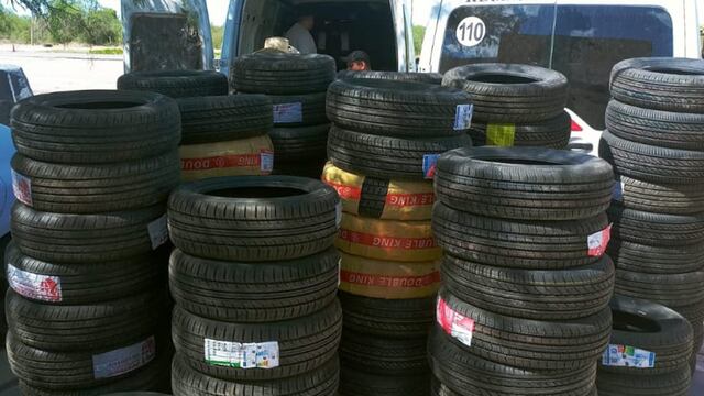 Las cubiertas secuestradas en Lucio V. Mansilla (Policía).