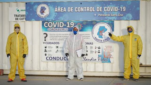 monta dispositivo de alta complejidad y vanguardia compuesto por trailers sanitarios y laboratorio móvil en acceso a Cañadón Seco