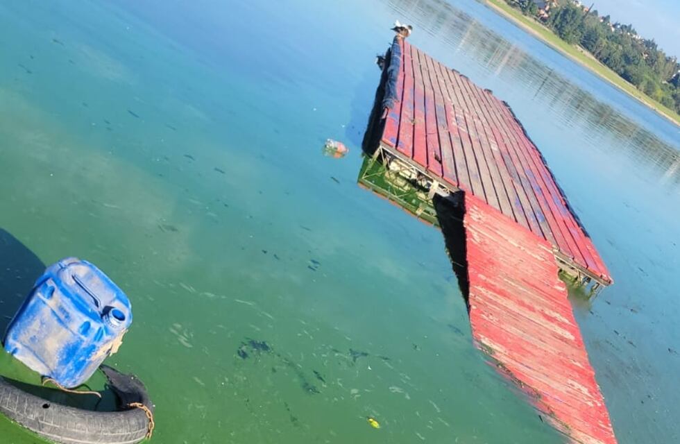El lago San Roque amaneció verde luego de una importante crecida del Río Cosquín